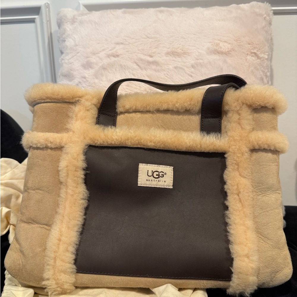 UGG Shearling Tote in Tan and Brown